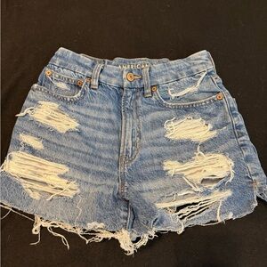 American Eagle Outfitters Blue Distressed Jean Shorts
